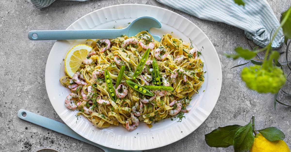 Spaghetti Med Reker Glutenfri pasta med reker | Norsk cøliakiforening